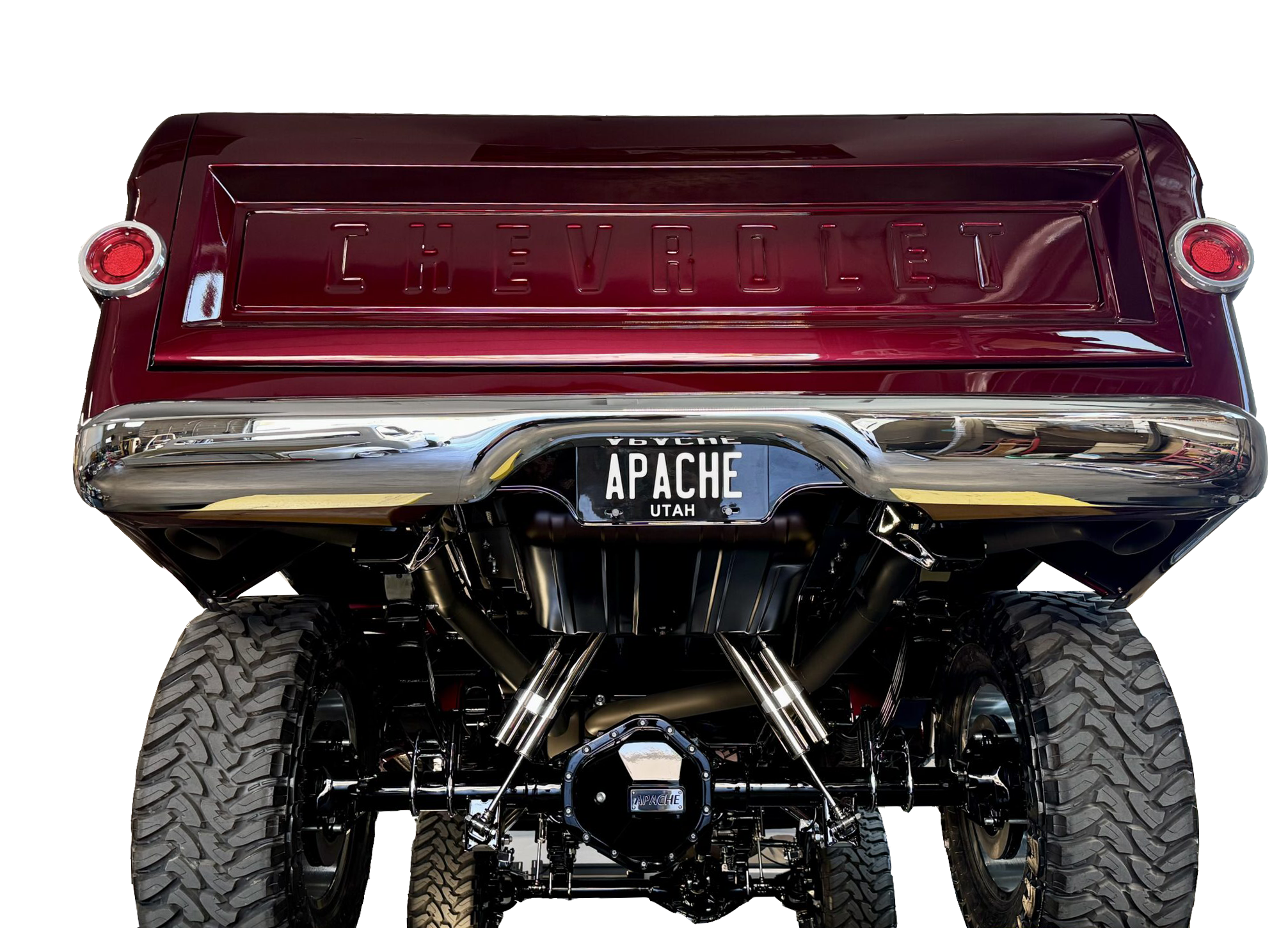 Custom suspension system installed on a classic Chevrolet Apache