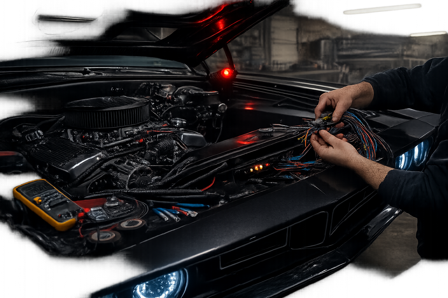Classic muscle car electrical wiring and diagnostic work at Ekins Garage
